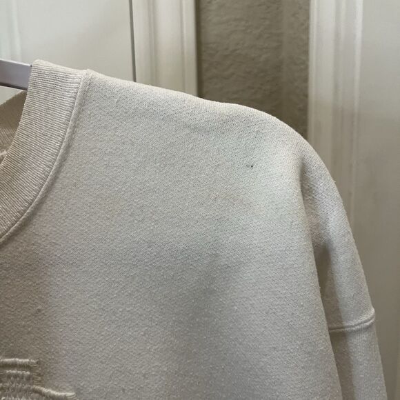 Hanes Her Way Vintage Christmas Village Crochet Cut Out White Sweatshirt Women L - Picture 6 of 9